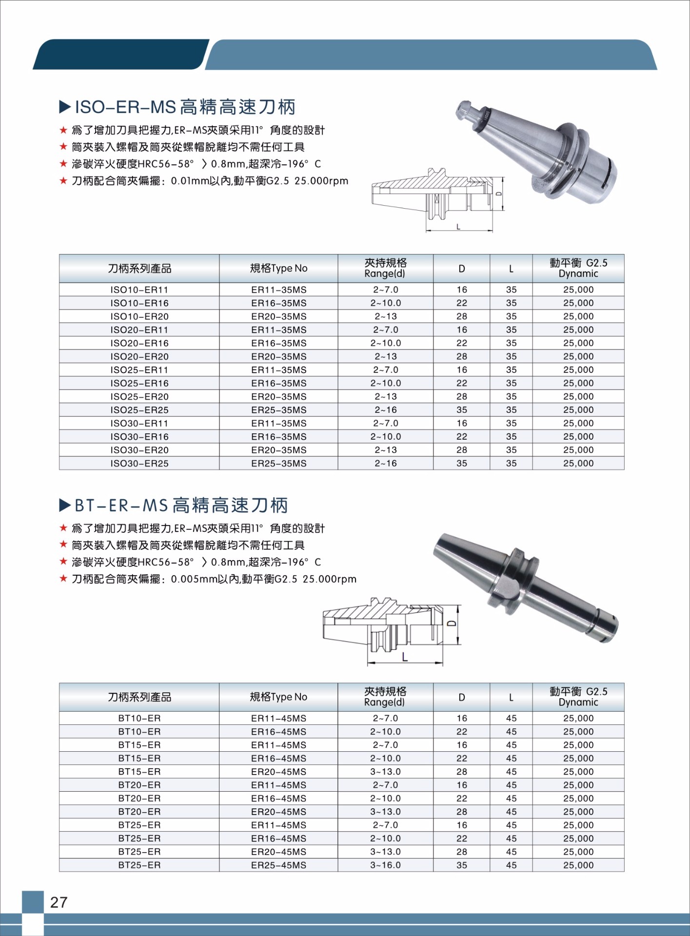 cnc加工中心刀柄iso-er-ms高精高速刀柄
