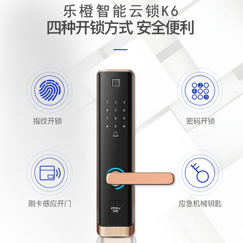 大華樂橙K6指紋鎖家用防盜門攝像頭聯動
