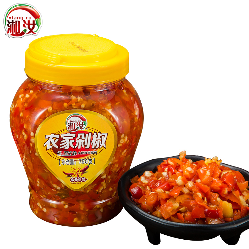 [湘汝]剁椒红辣椒片酱750g 原厂农家猛辣到底 中辣口味咸辣适宜 湖南特产
